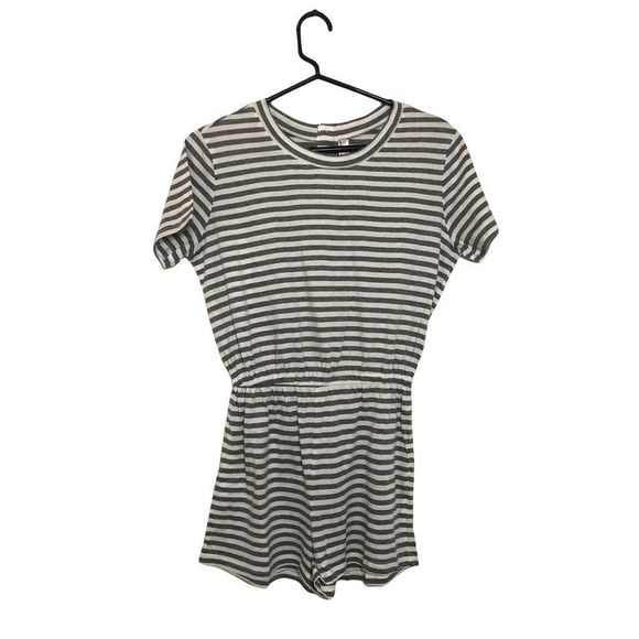 NWOT American Apparel Grey Striped Romper Sz S - Picture 1 of 3